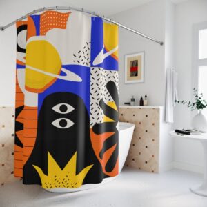 Abstract Art Shower Curtain, Contemporary Art, Tribal Bathroom Curtain, Mid Century Modern Shower Curtain