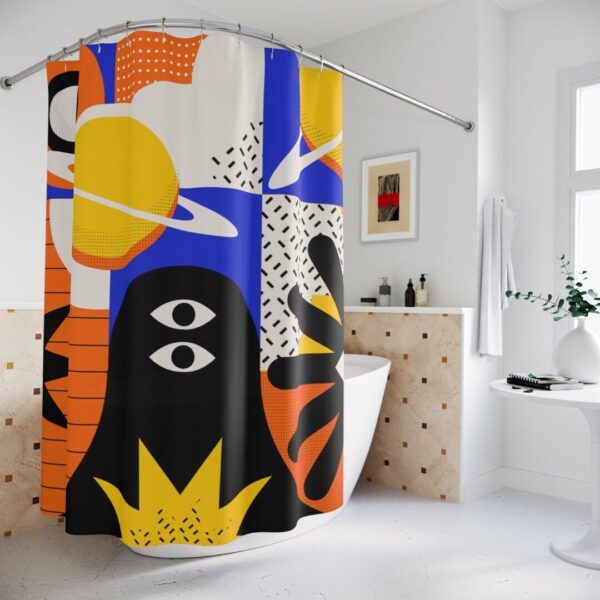 Abstract Art Shower Curtain, Contemporary Art, Tribal Bathroom Curtain, Mid Century Modern Shower Curtain