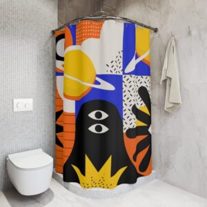 Abstract Art Shower Curtain, Contemporary Art, Tribal Bathroom Curtain, Mid Century Modern Shower Curtain