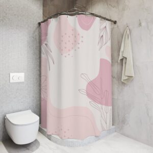 Abstract Art Shower Curtain, Peaceful And Neutral Warm Earth Strokes Colors Mid Century Modern Shower Curtain