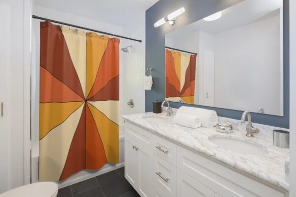 Add Groovy 60's 70's Vibes To Your Bathroom With Our Retro Shower Curtain