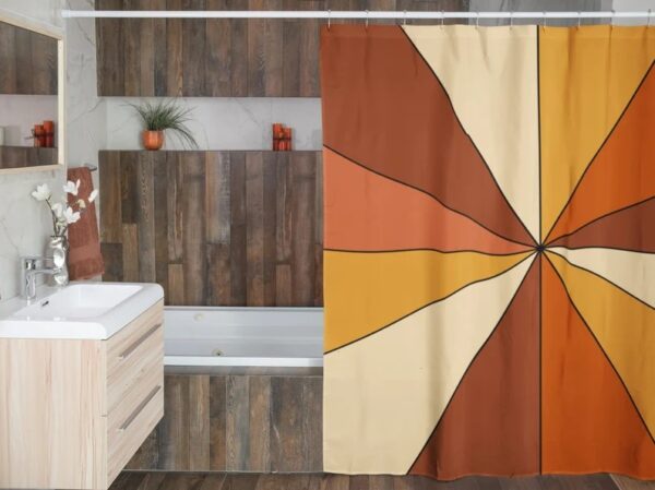 Add Groovy 60's 70's Vibes To Your Bathroom With Our Retro Shower Curtain