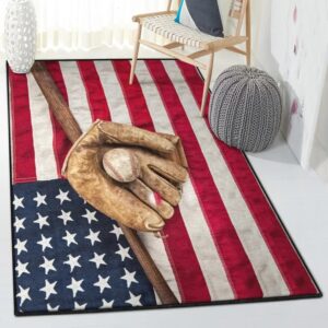 America Gifts Bedroom Rugs, Baseball American Flag Rug