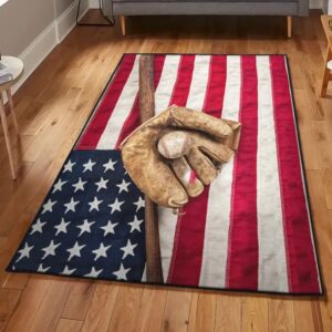 America Gifts Bedroom Rugs, Baseball American Flag Rug