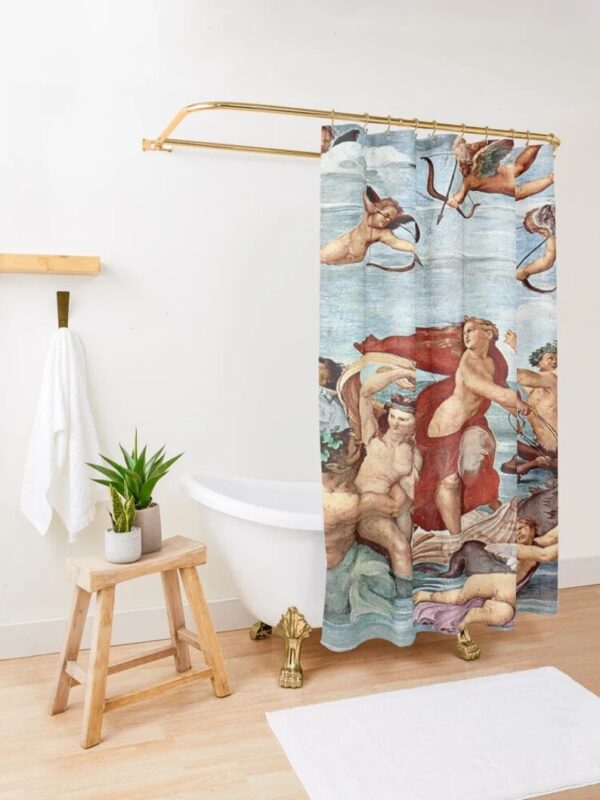 Artistic Shower Curtain With The Triumph Of Galatea By Raphael, Eco-Friendly Waterproof