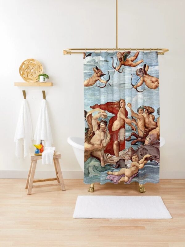 Artistic Shower Curtain With The Triumph Of Galatea By Raphael, Eco-Friendly Waterproof