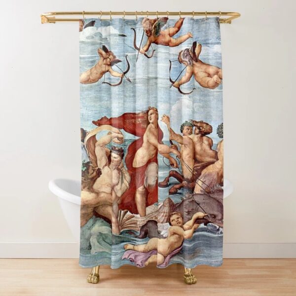 Artistic Shower Curtain With The Triumph Of Galatea By Raphael, Eco-Friendly Waterproof