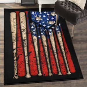 Baseball America Carpets For Living Room, Baseball American Flag Rug