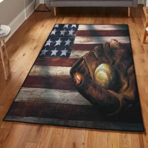 Baseball America Modern Area Rugs, Baseball Rug
