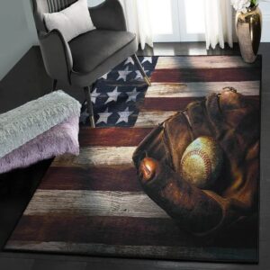 Baseball America Modern Area Rugs, Baseball Rug