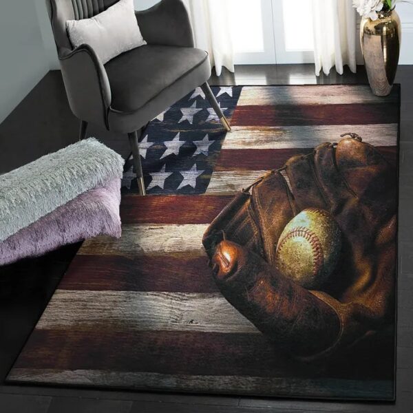 Baseball America Modern Area Rugs, Baseball Rug