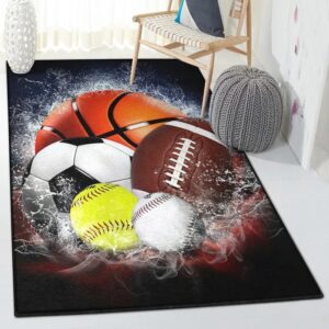 Baseball America Modern Area Rugs, Love All Sports Especially Football Baseball Basketball And by Rug