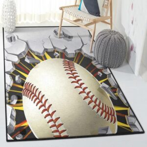Baseball America Non Shedding Area Rug, Love Baseball Baseball Wall Concrete Break The Wall Rug