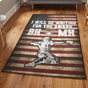 Baseball America Washable Area Rugs, Baseball Rug