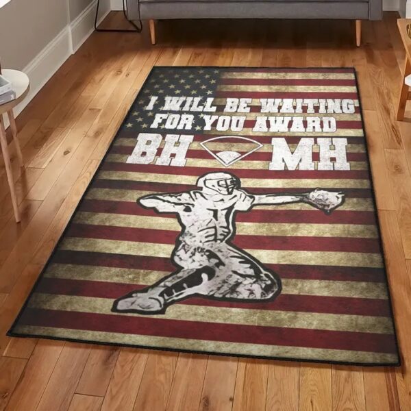 Baseball America Washable Area Rugs, Baseball Rug