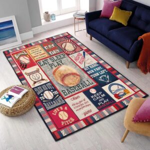 Baseball America Washable Area Rugs, Baseball Rug for Bedroom