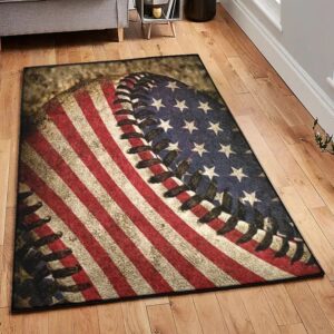 Baseball Art Deco Rug, Baseball Rug Sport Lover Rug
