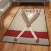Baseball Bat Area Rugs For Living Room, Baseball White Ball Rug