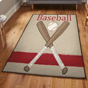 Baseball Bat Area Rugs For Living Room, Baseball White Ball Rug