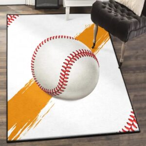 Baseball Bat Area Rugs, Vivilinen Baseball White 3D Rug