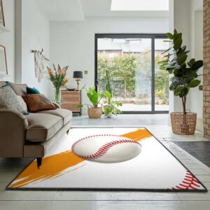Baseball Bat Area Rugs, Vivilinen Baseball White 3D Rug