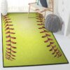 Baseball Bat Carpets For Living Room, Baseball Yellow Rug