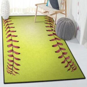 Baseball Bat Carpets For Living Room, Baseball Yellow Rug