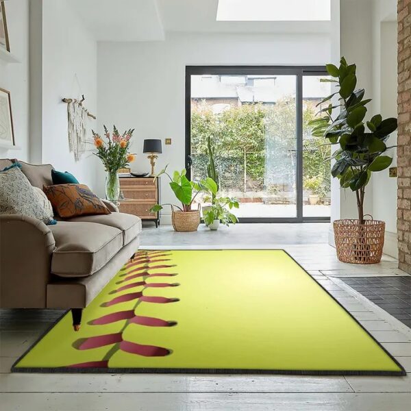 Baseball Bat Carpets For Living Room, Baseball Yellow Rug
