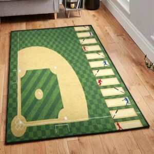 Baseball Bat Cool Rugs, Sports Life Baseball Field Rug