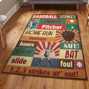 Baseball Bat Large Area Rugs, Baseball Rug