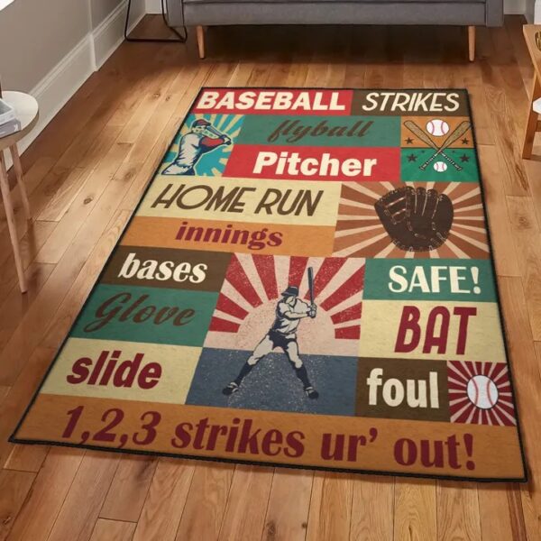 Baseball Bat Large Area Rugs, Baseball Rug