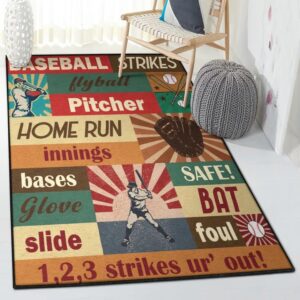 Baseball Bat Large Area Rugs, Baseball Rug