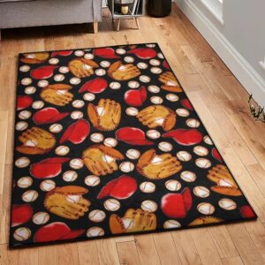 Baseball Bat Large Area Rugs, Baseball Rug for Bedroom