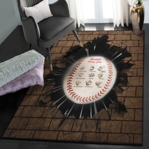 Baseball Bat Large Living Room Rugs, Baseball Pitching Grips Rug