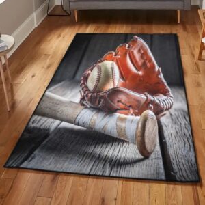 Baseball Bat Living Room Rugs, Baseball Rug