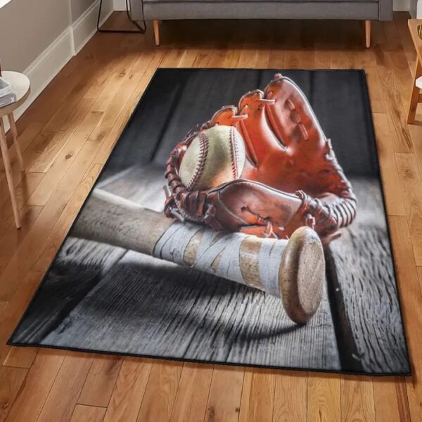 Baseball Bat Living Room Rugs, Baseball Rug
