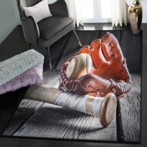 Baseball Bat Living Room Rugs, Baseball Rug