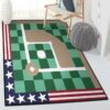 Baseball Dining Room Rug, Baseball Field Rug