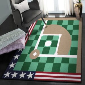 Baseball Dining Room Rug, Baseball Field Rug