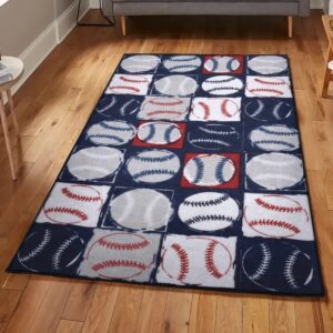 Baseball Dining Room Rug, Baseball Rug for Bedroom