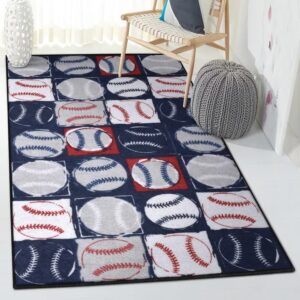 Baseball Dining Room Rug, Baseball Rug for Bedroom