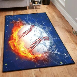 Baseball Indoor Outdoor Carpet, Baseball Fire And Water Rug