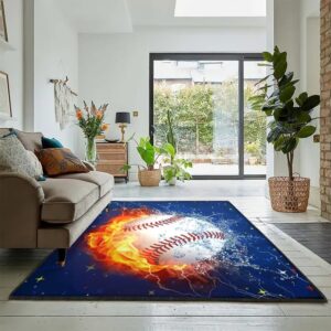Baseball Indoor Outdoor Carpet, Baseball Fire And Water Rug
