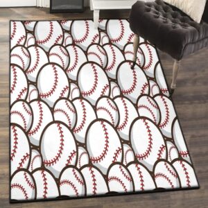 Baseball Indoor Outdoor Rugs, Baseball Rug for Bedroom