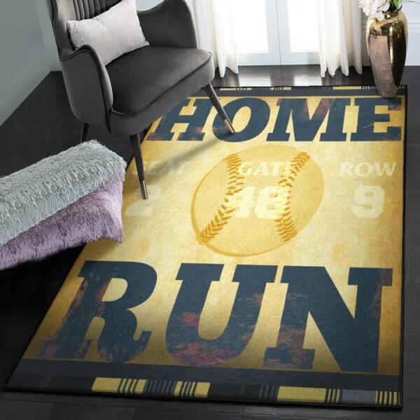 Baseball Non Shedding Area Rug, Baseball Rug