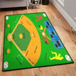 Baseball Washable Area Rugs, Baseball Area Rug