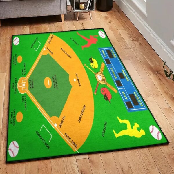 Baseball Washable Area Rugs, Baseball Area Rug