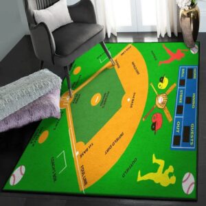 Baseball Washable Area Rugs, Baseball Area Rug