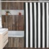 Black And White Striped Shower Curtain For Masculine Bathroom Decor, Housewarming Gift