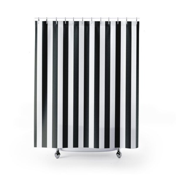 Black And White Striped Shower Curtain For Masculine Bathroom Decor, Housewarming Gift